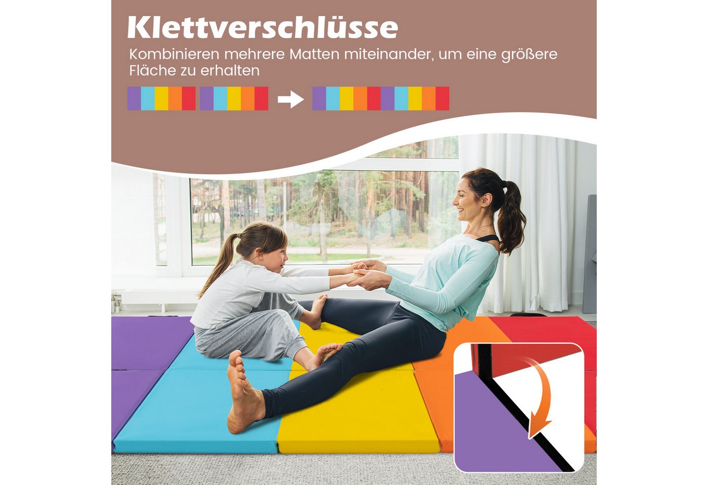 COSTWAY Gymnastikmatte, Turnmatte klappbar, 200 x 75cm – Bild 5 von 5