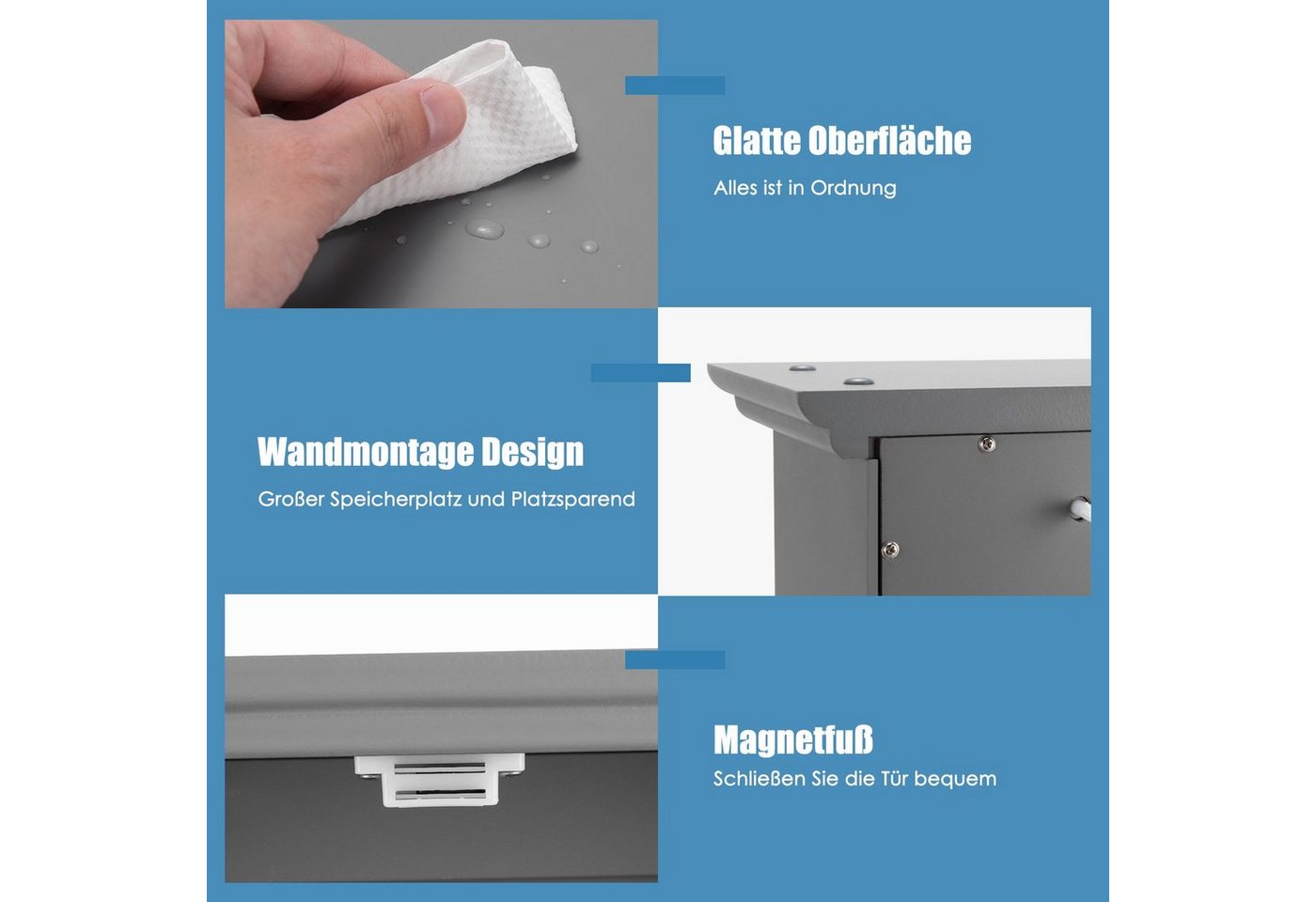COSTWAY Hängeschrank Badschrank, mit Tür & verstellbarer Ablage, wandmontage – Bild 5 von 5