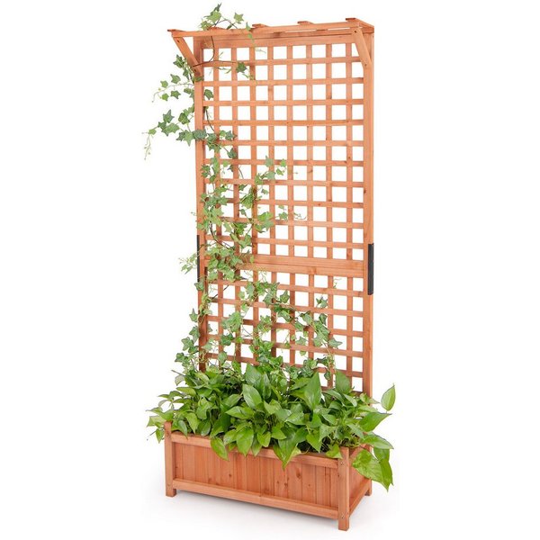 COSTWAY Hochbeet (1 St), Blumenkasten mit Spalier & Dach, 75x33x181 cm