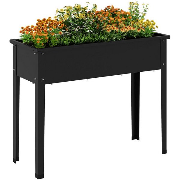 COSTWAY Hochbeet (1 St), Blumenkasten, erhöhtes Gartenbeet, Metall, 100x40x80cm