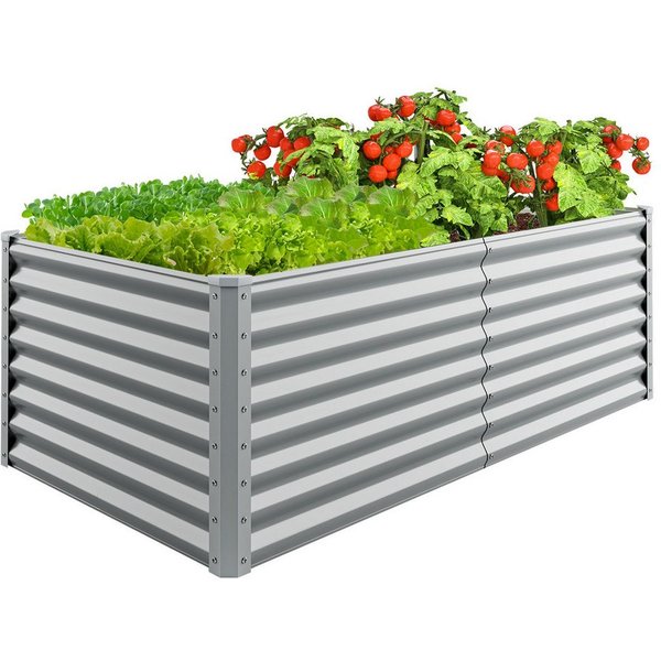 COSTWAY Hochbeet, Pflanzkasten, rechteckiges Frühbeet, Blumenbeet, Metall