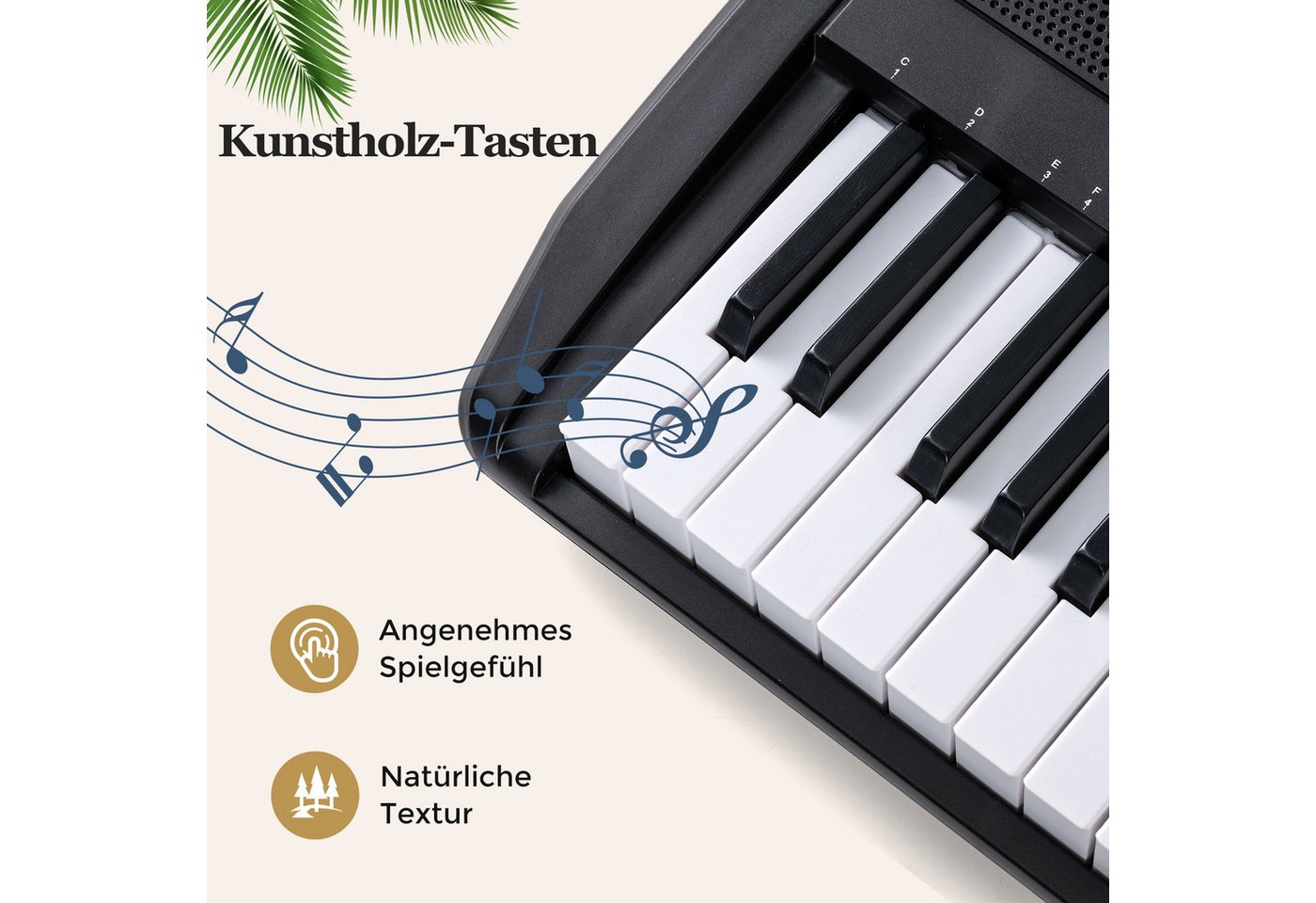 COSTWAY Home-Keyboard (1-St), 61 Tasten Klavier Keyboard, E-piano mit Stativ & Hocker, für Anfänger – Bild 4 von 5