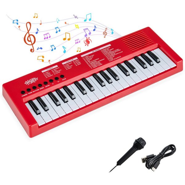COSTWAY Home-Keyboard (1-St), Kinder Klavier Keyboard, 37 Tasten E-Piano, tragbar