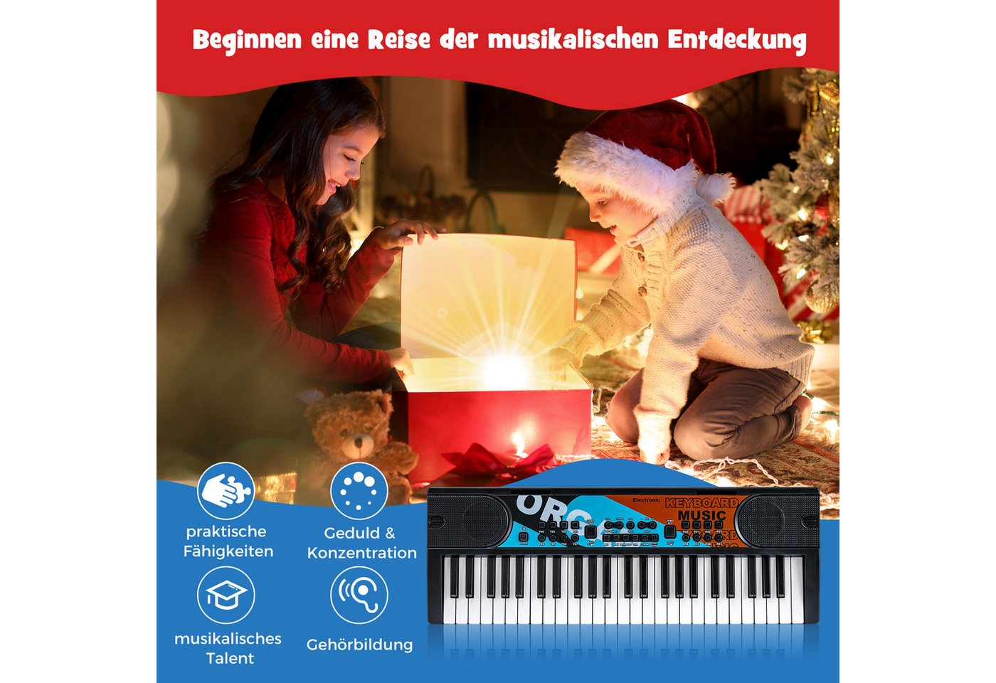COSTWAY Home-Keyboard (1-St), Kinder Klavier Keyboard, Musikinstrument-Spielzeug, für Kinder – Bild 2 von 5