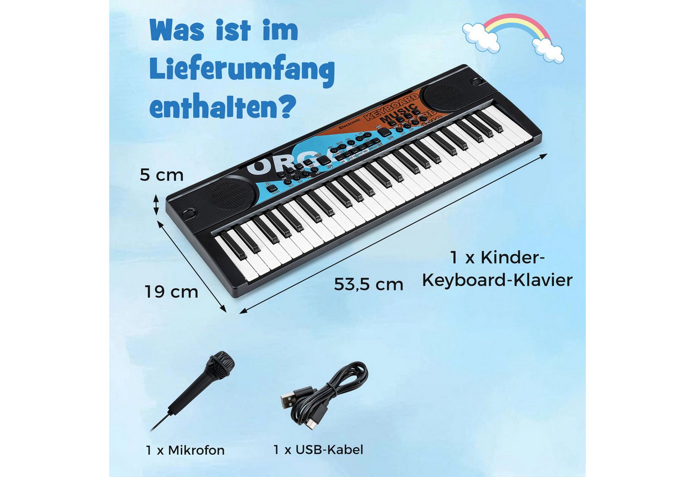 COSTWAY Home-Keyboard (1-St), Kinder Klavier Keyboard, Musikinstrument-Spielzeug, für Kinder – Bild 4 von 5