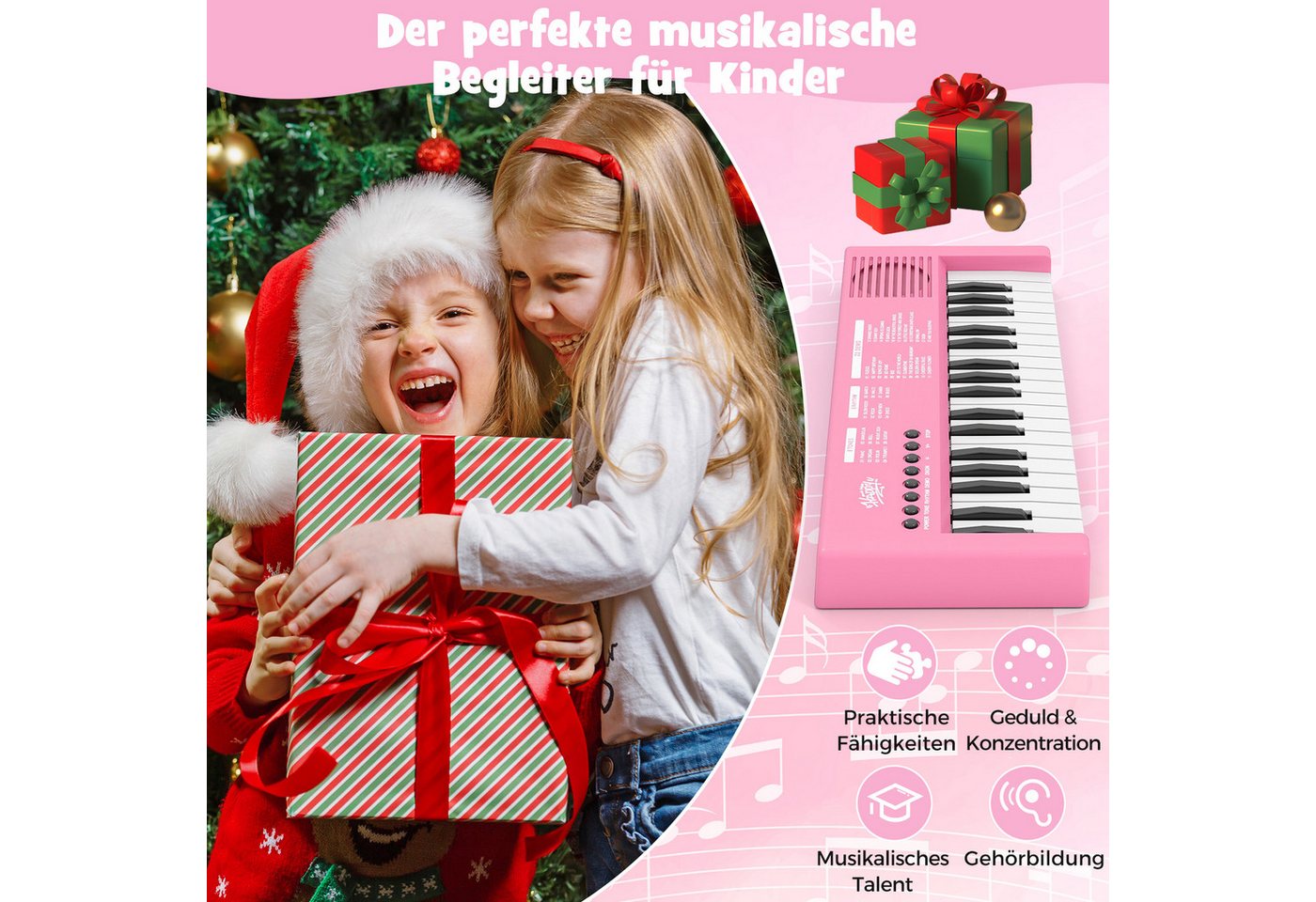 COSTWAY Home-Keyboard (1-St), Kinder Klavier Keyboard, 37 Tasten E-Piano, tragbar – Bild 2 von 5