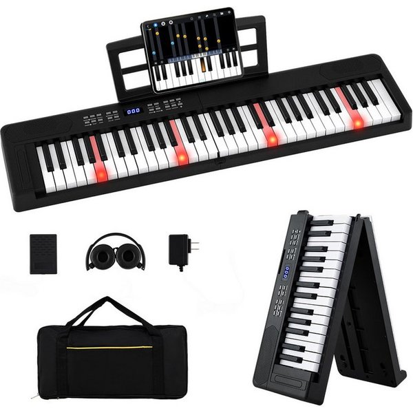 COSTWAY Home-Keyboard (1-St), 61-Tasten Klavierkeyboard, Digitalpiano mit Tragetasche, faltbar