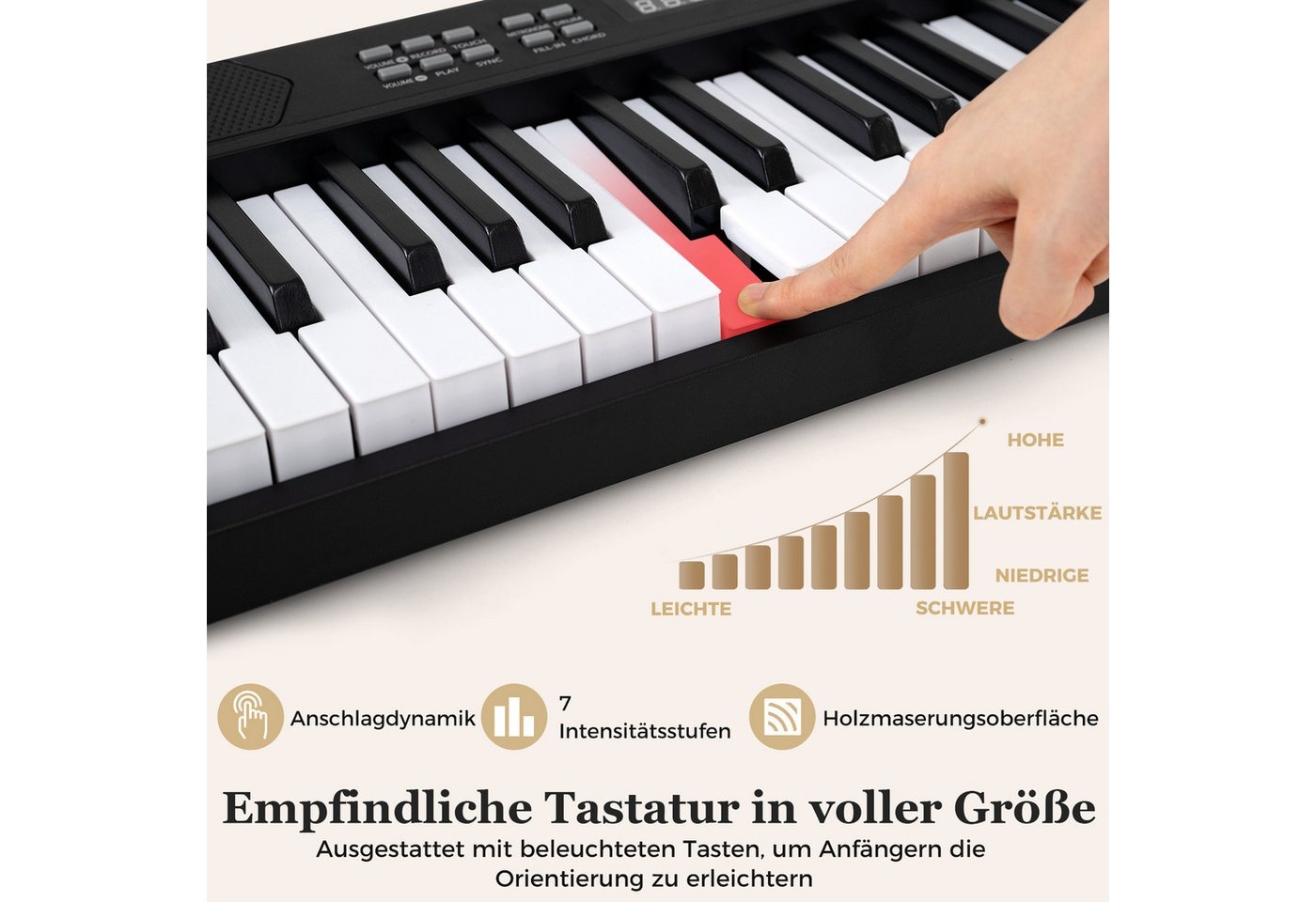 COSTWAY Home-Keyboard (1-St), 61-Tasten Klavierkeyboard, Digitalpiano mit Tragetasche, faltbar – Bild 3 von 5