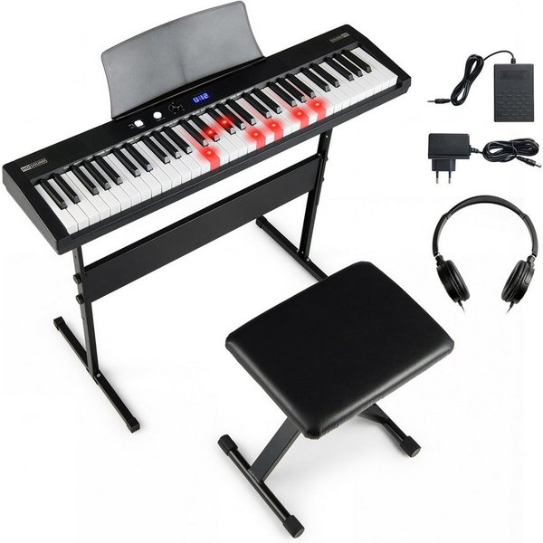 COSTWAY Home-Keyboard (1-St), 61 Tasten E-Piano, Digitalpiano mit Ständer, Hocker, für Anfänger
