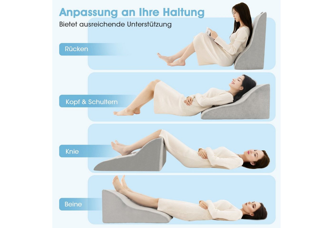 COSTWAY Keilkissen, 1-tlg., Lesekissen für Bett und Sofa, mit waschbarem Bezug – Bild 2 von 5
