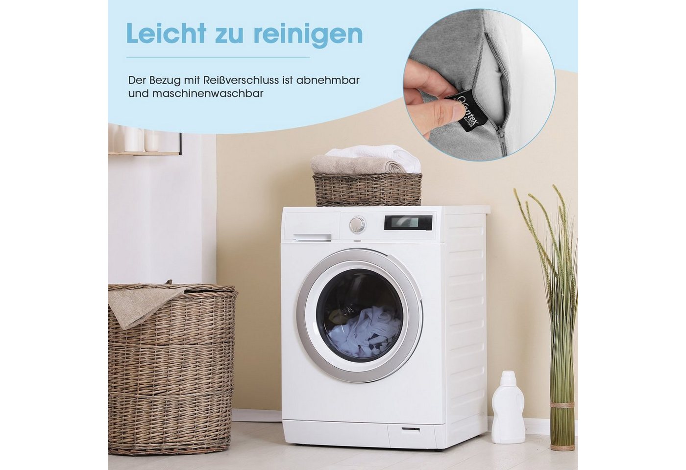 COSTWAY Keilkissen, 1-tlg., Lesekissen für Bett und Sofa, mit waschbarem Bezug – Bild 5 von 5