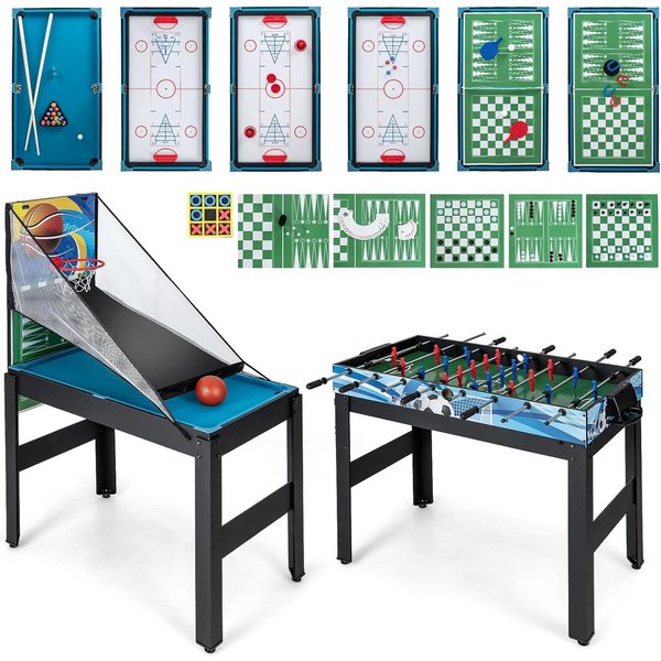 COSTWAY Kickertisch 15 in 1, Spieltisch Multifunktionstisch 109x105x90,5cm