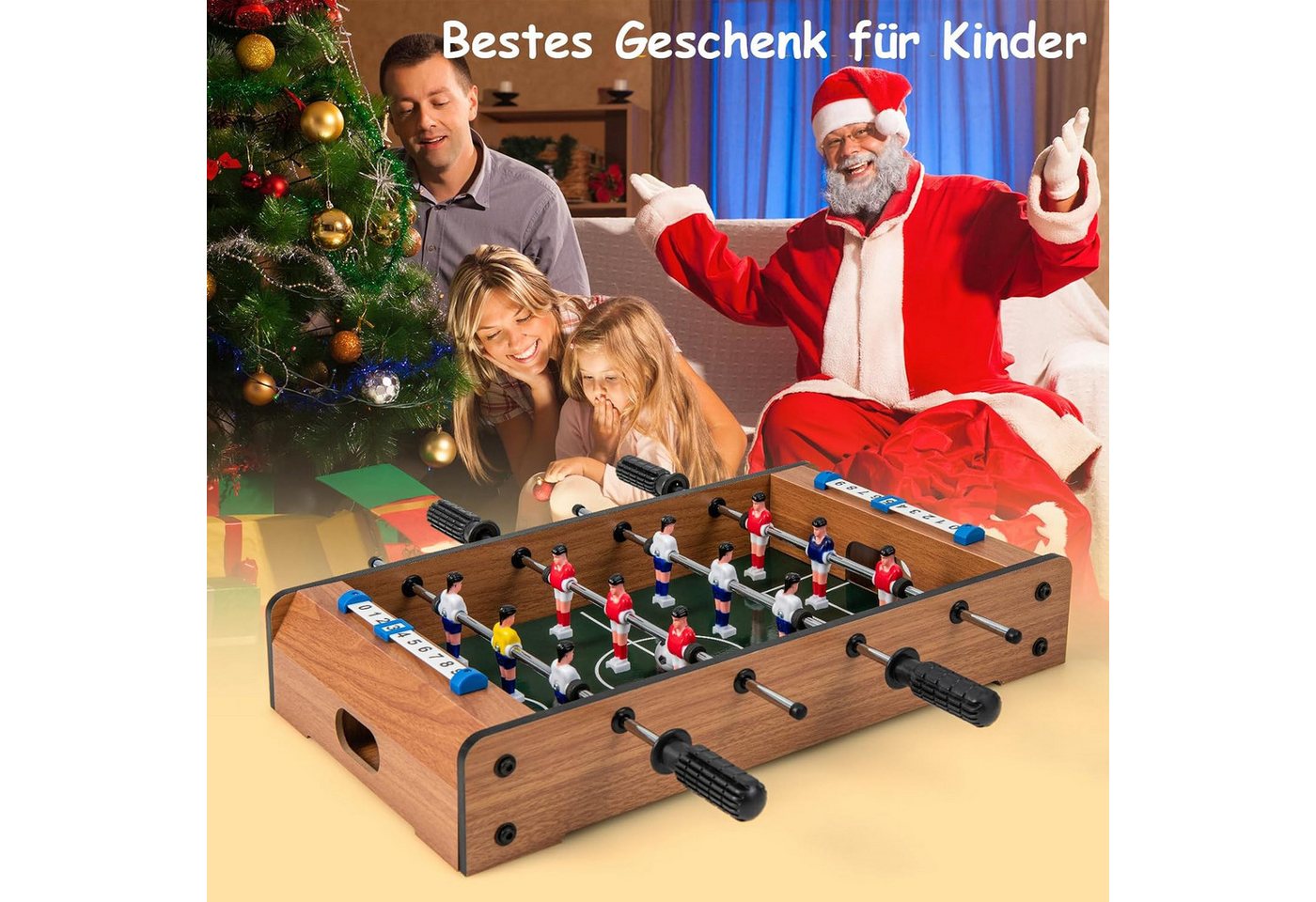 COSTWAY Kickertisch Tischfußball, aus Holz, mit Griff – Bild 2 von 5