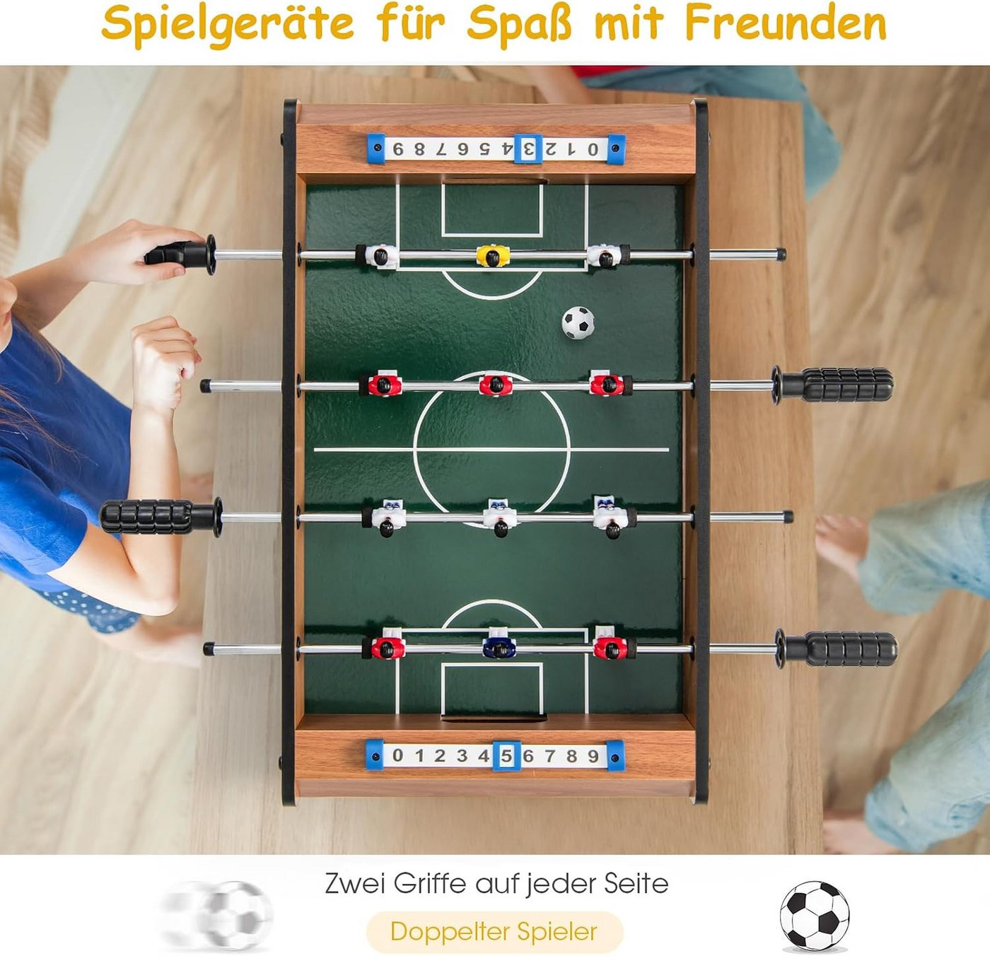 COSTWAY Kickertisch Tischfußball, aus Holz, mit Griff – Bild 5 von 5