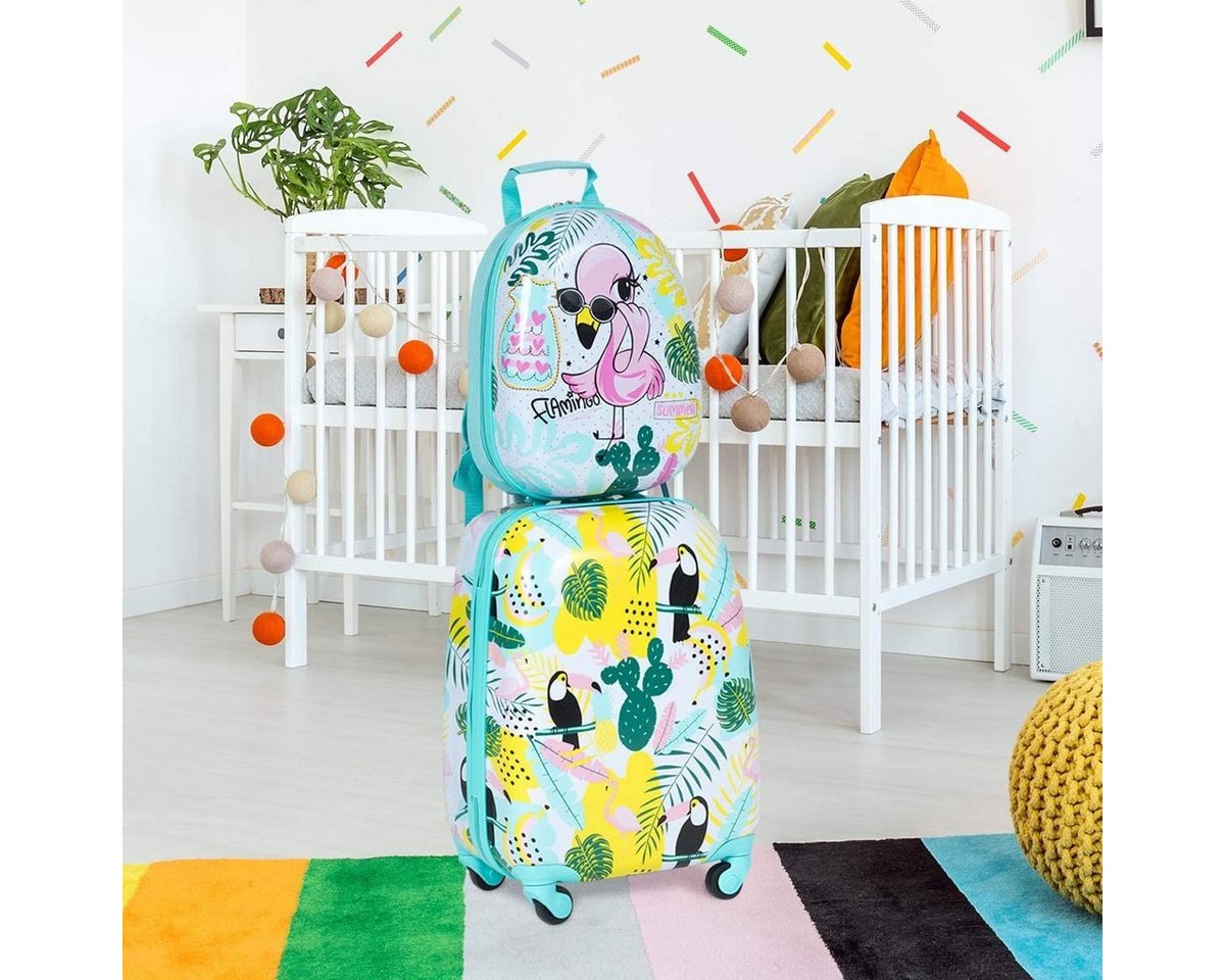 COSTWAY Kinderkoffer 2tlg Kinderkoffer, mit Rucksack – Bild 2 von 5