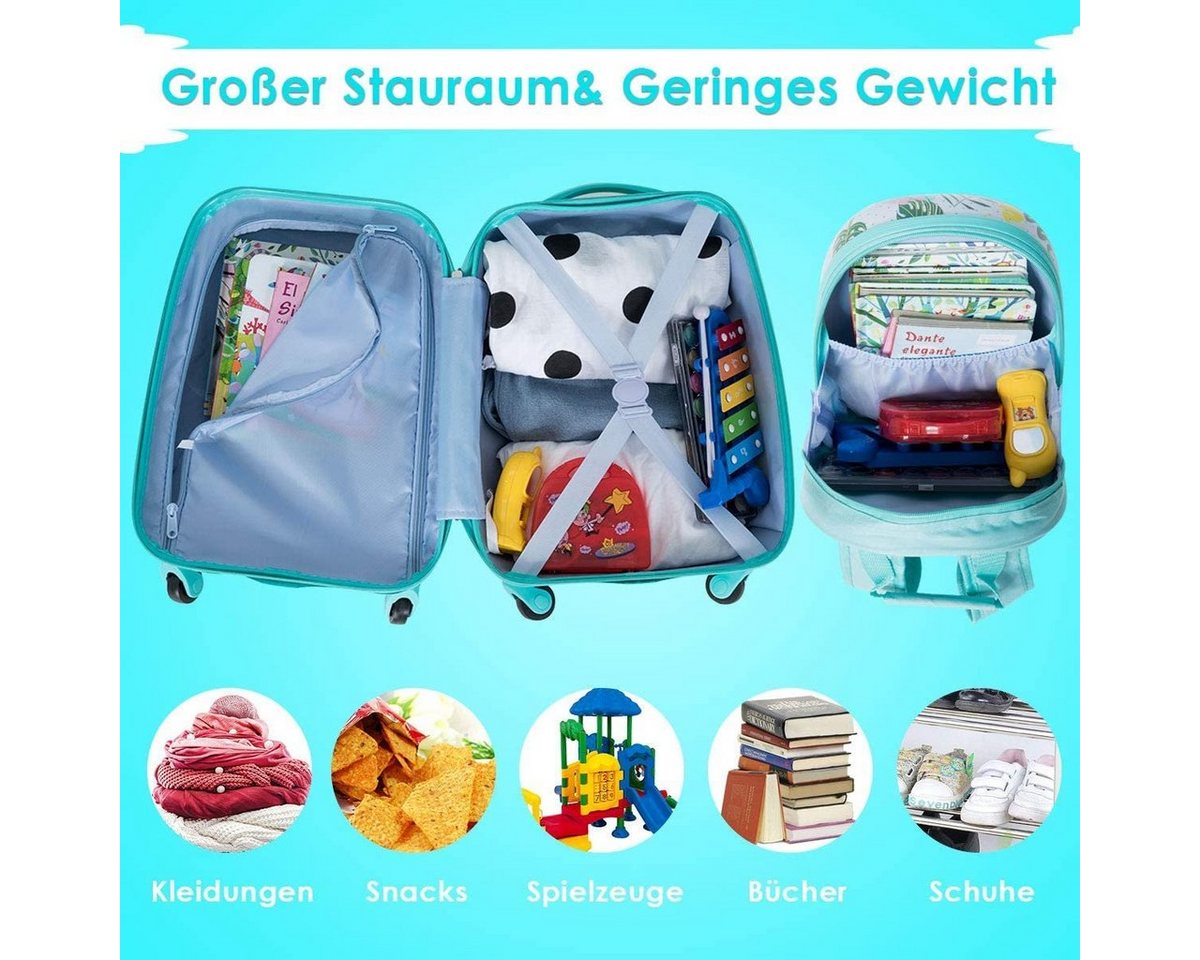 COSTWAY Kinderkoffer 2tlg Kinderkoffer, mit Rucksack – Bild 4 von 5