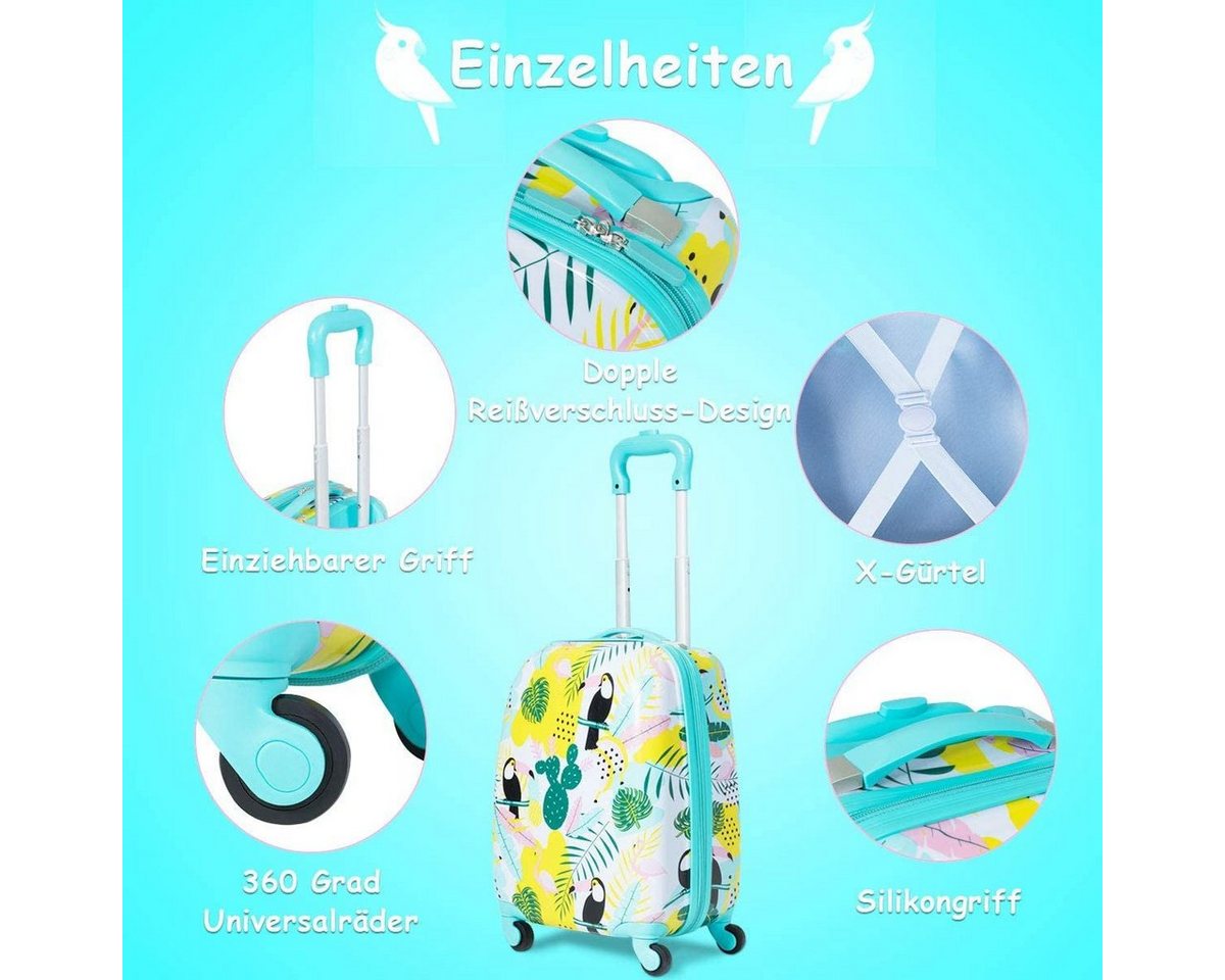 COSTWAY Kinderkoffer 2tlg Kinderkoffer, mit Rucksack – Bild 5 von 5