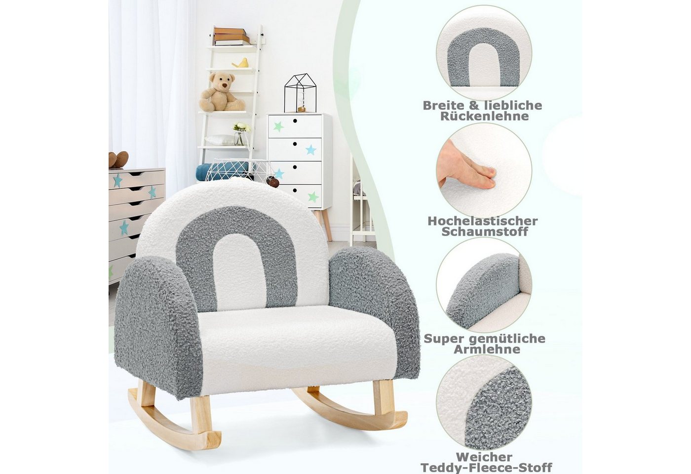 COSTWAY Kindersessel Schaukelstuhl, bis 50 kg – Bild 2 von 5