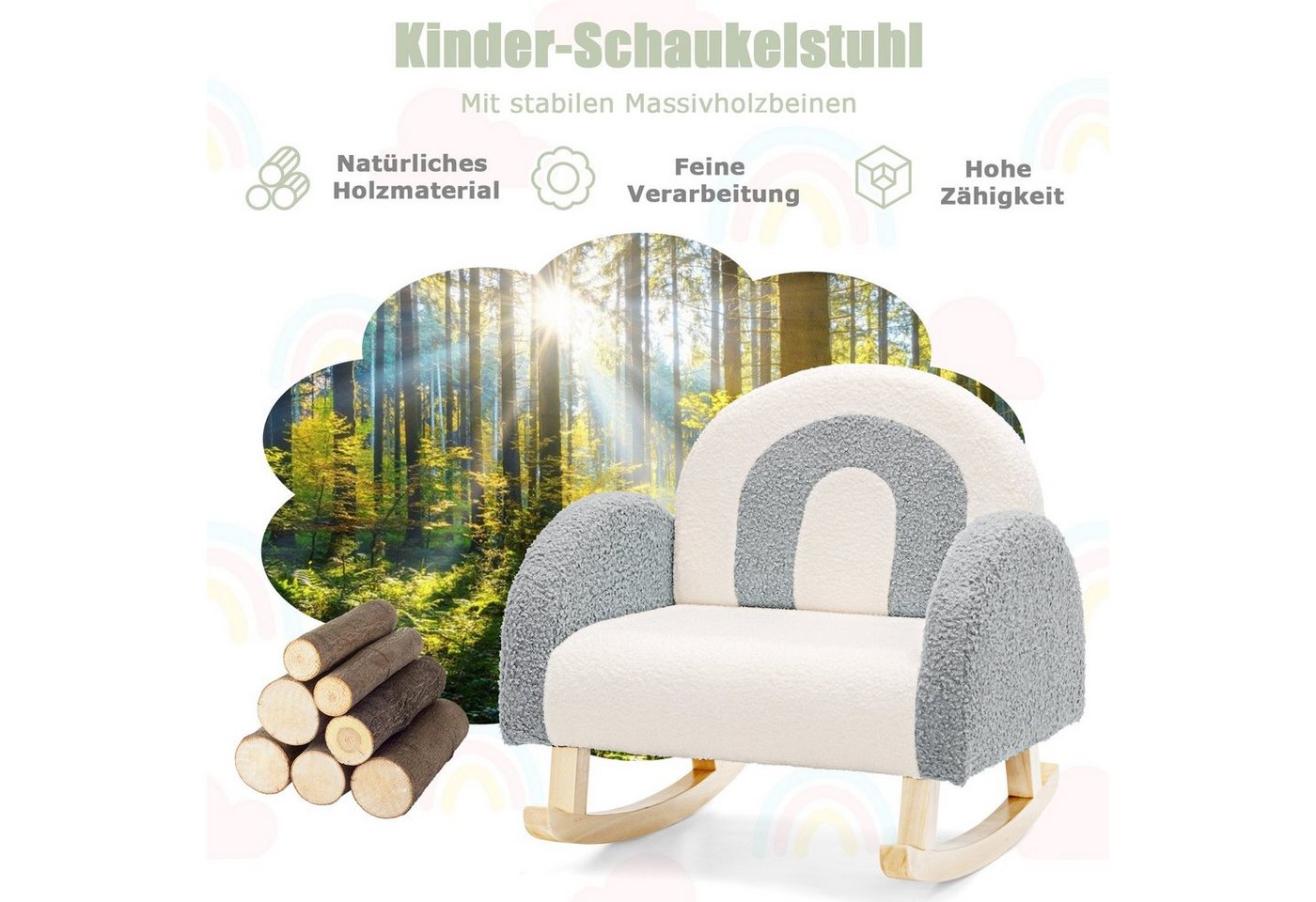 COSTWAY Kindersessel Schaukelstuhl, bis 50 kg – Bild 5 von 5
