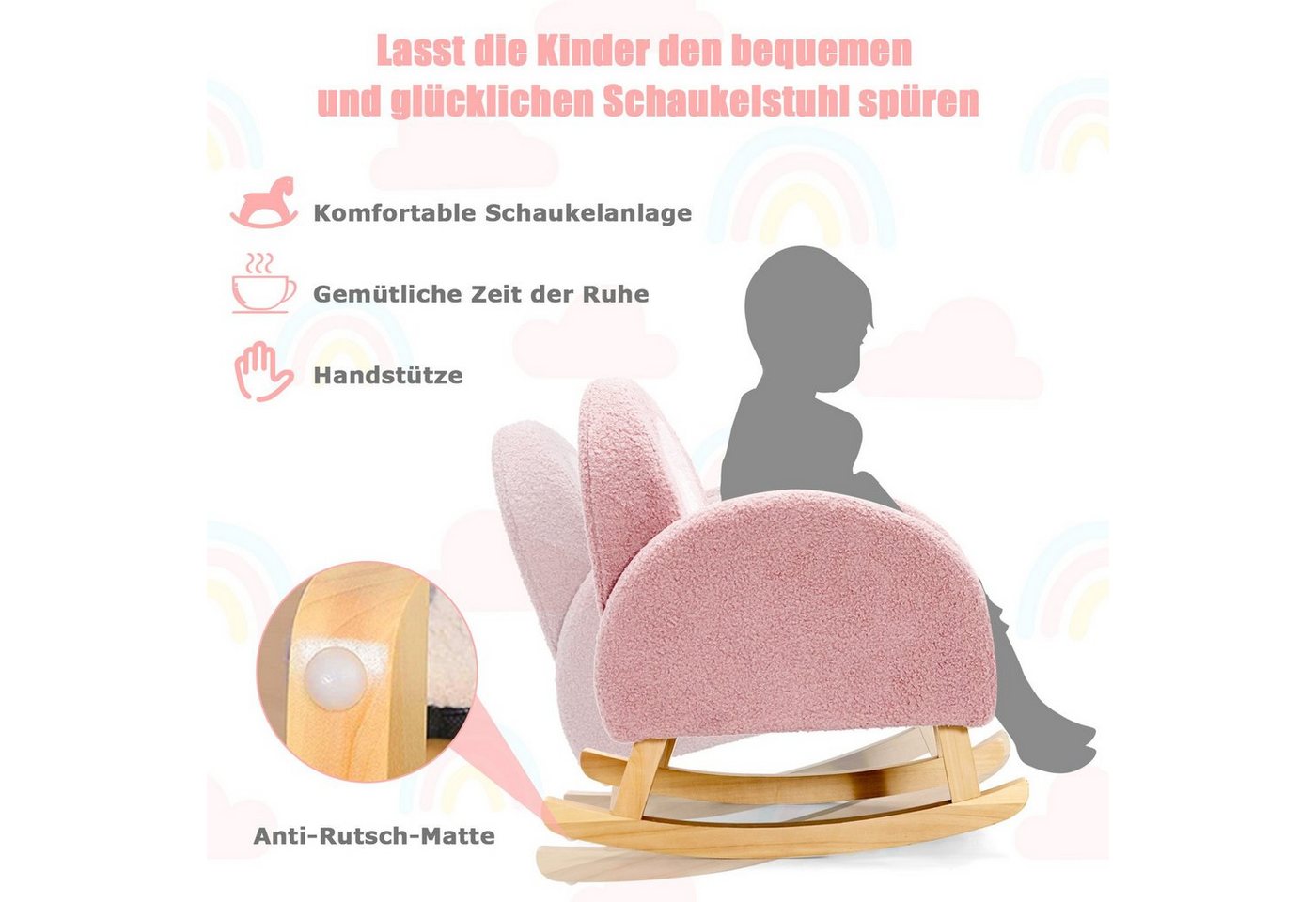 COSTWAY Kindersessel Schaukelstuhl, bis 50 kg – Bild 4 von 5