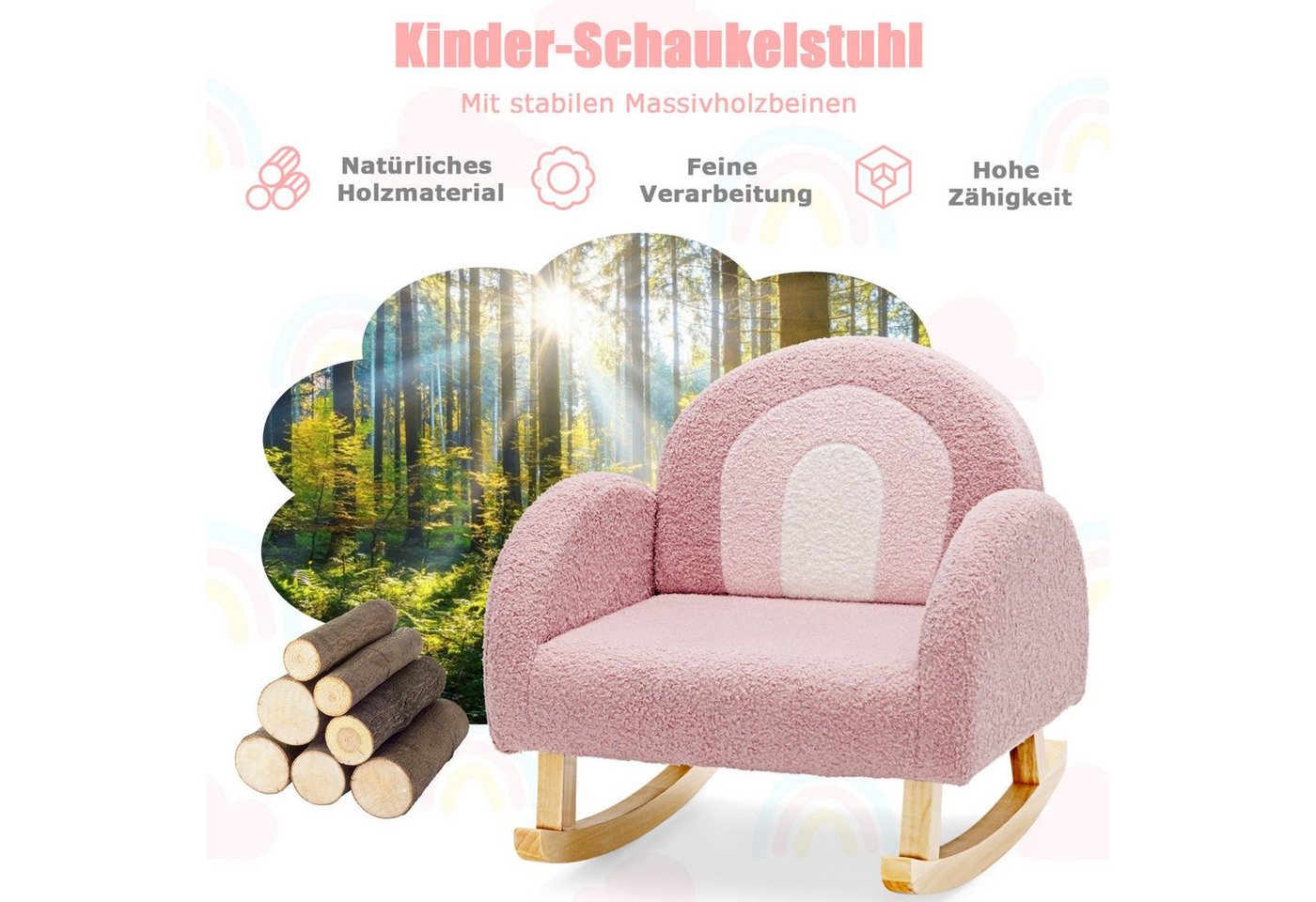 COSTWAY Kindersessel Schaukelstuhl, bis 50 kg – Bild 5 von 5