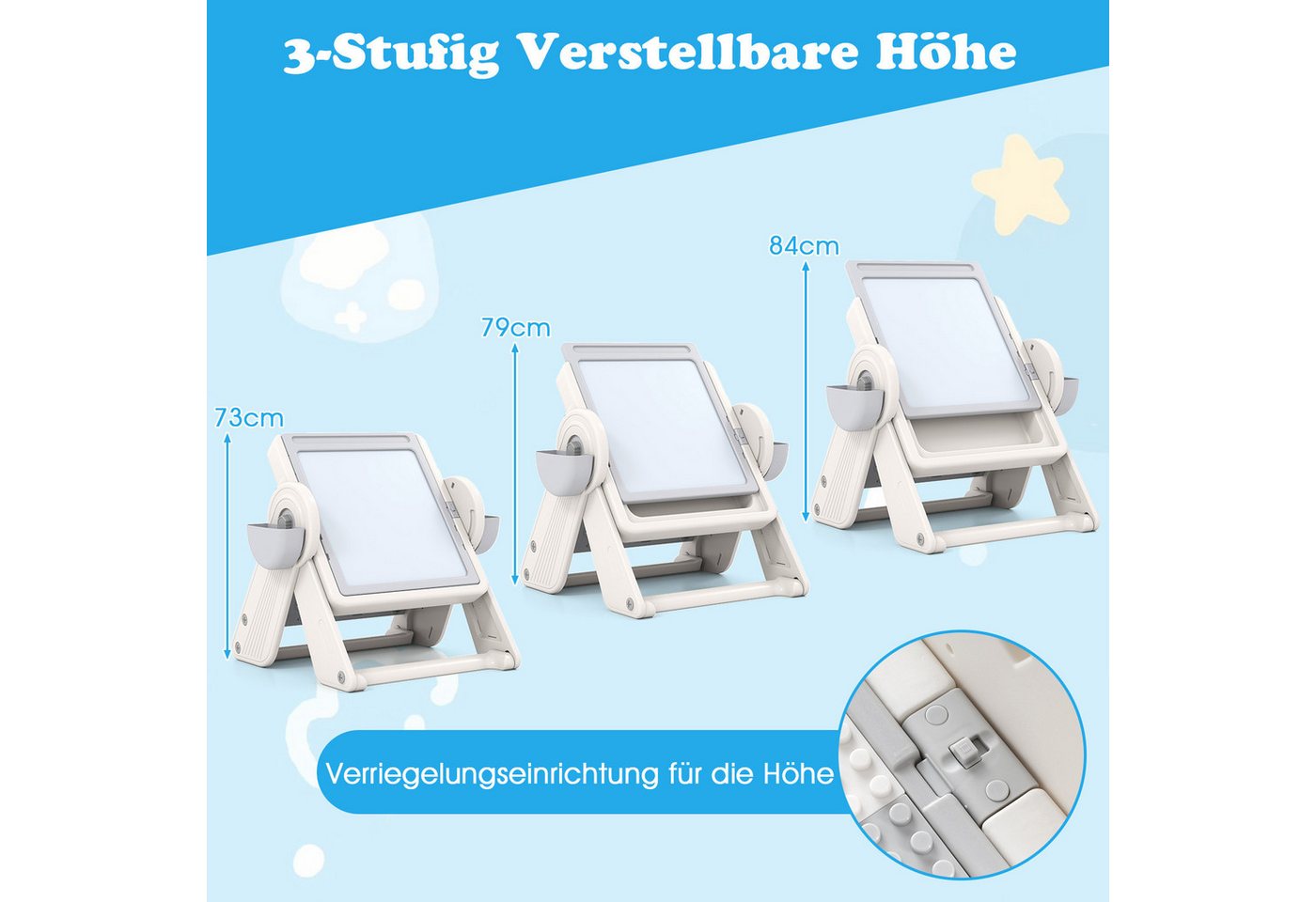 COSTWAY Kindersitzgruppe, (2-tlg), 6-in-1 Kindertisch Set mit Stuhl, klappbar – Bild 4 von 5