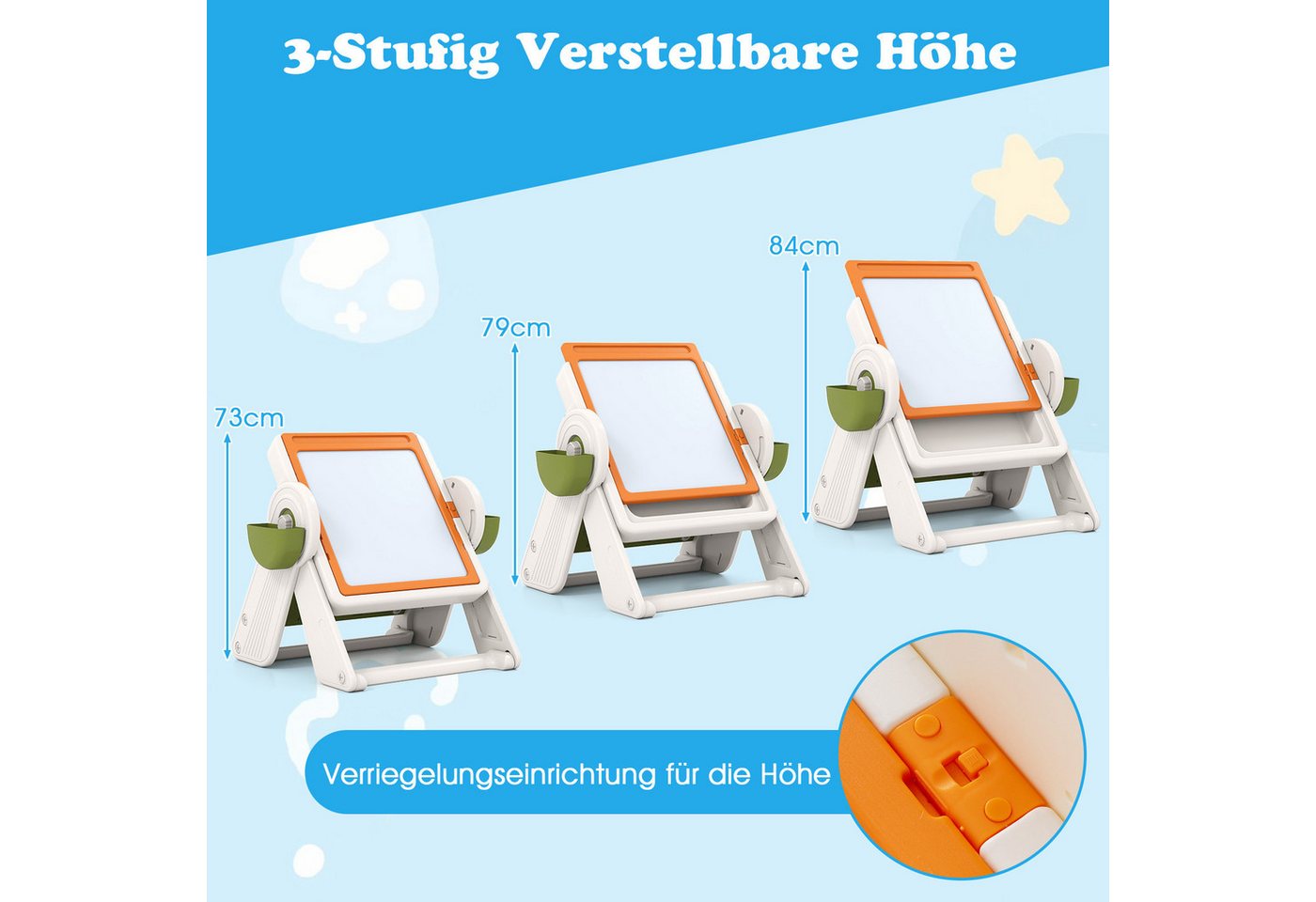 COSTWAY Kindersitzgruppe, (2-tlg), 6-in-1 Kindertisch Set mit Stuhl, klappbar – Bild 4 von 5