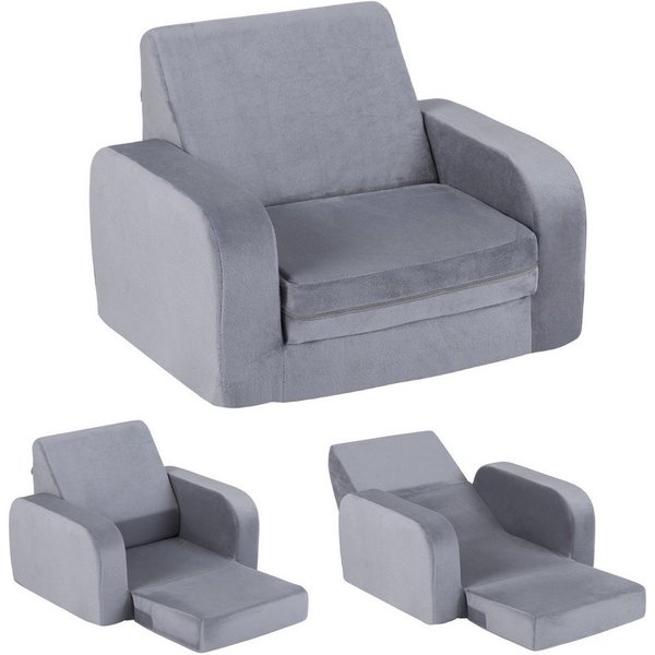 COSTWAY Kindersofa, 3 in 1 Kindersessel ausklappbar mit Schlaffunktion, Bezug