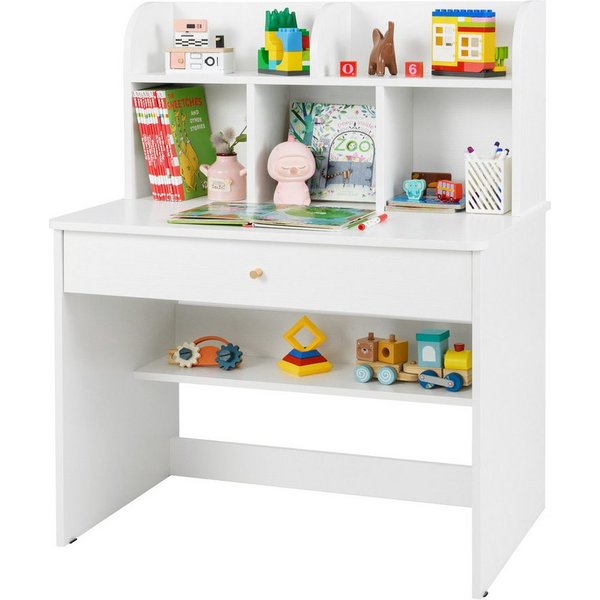 COSTWAY Kindertisch, Kinderschreibtisch, Holz, mit Ablagefach, 80 x 48 x 102 cm