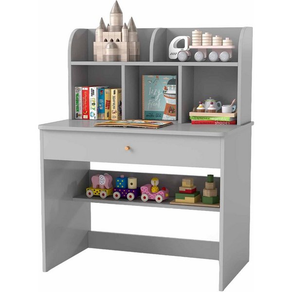 COSTWAY Kindertisch, Kinderschreibtisch, Holz, mit Ablagefach, 80 x 48 x 102 cm