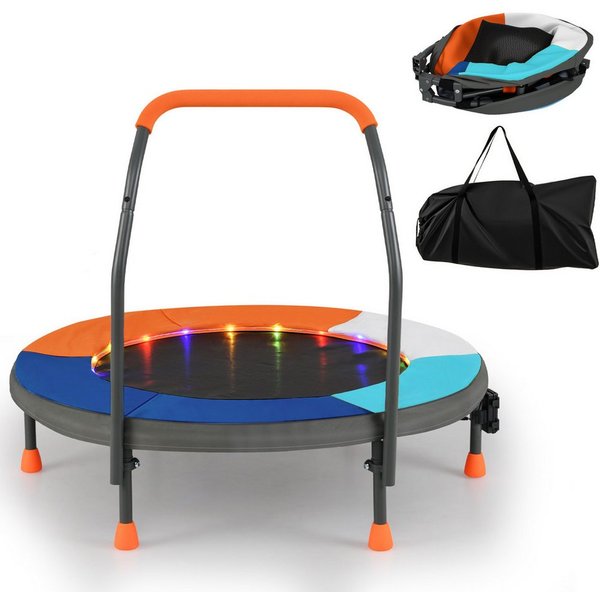 COSTWAY Kindertrampolin, Ø 90 cm, (1 tlg), Minitrampolin faltbar, mit Griff, Tragetasche