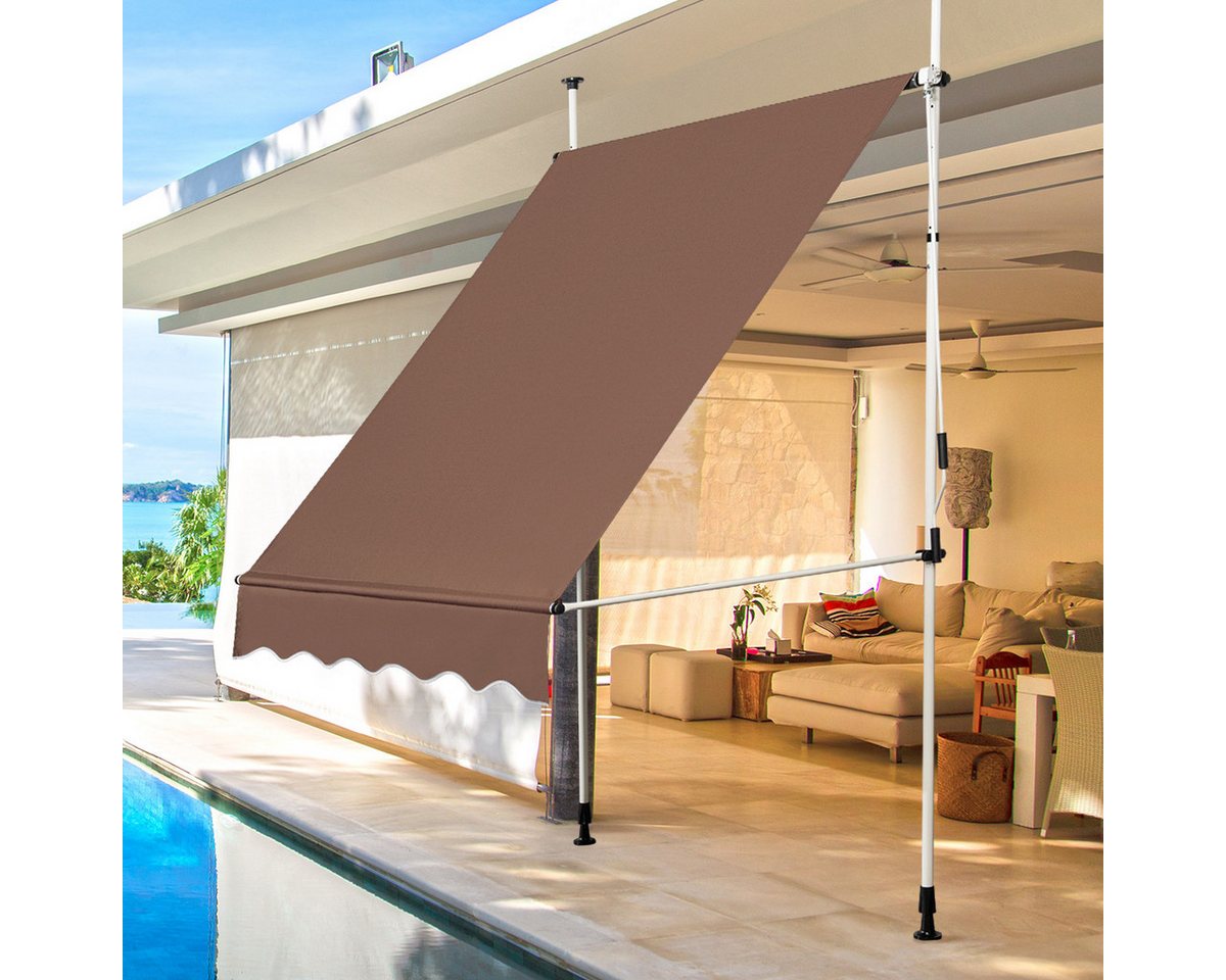 COSTWAY Klemmmarkise 150cm breit, Braun – Bild 2 von 5