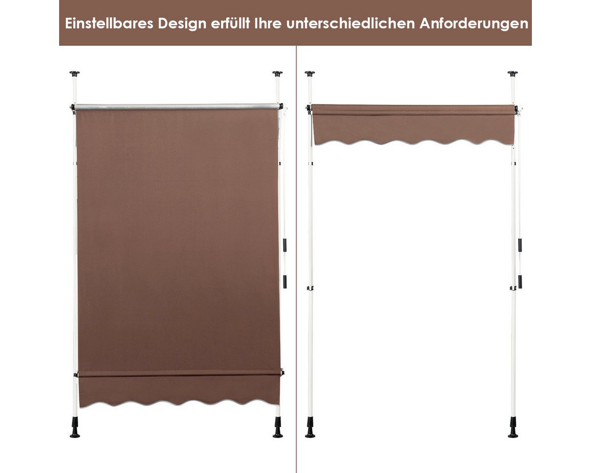 COSTWAY Klemmmarkise 150cm breit, Braun – Bild 4 von 5