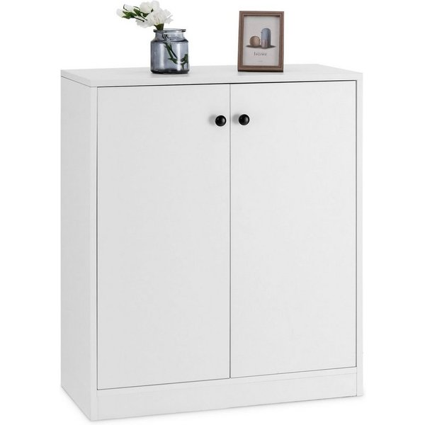 COSTWAY Kommode Wohnzimmer modern Sideboard mit verstellbaren Regalen, weiß