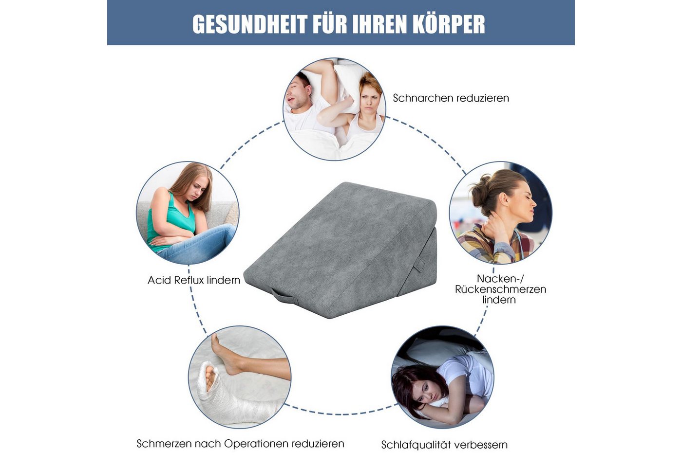 COSTWAY Kopfkissen, Füllung: Memory Foam, Rückenschläfer, Set, 7 in 1 – Bild 5 von 5