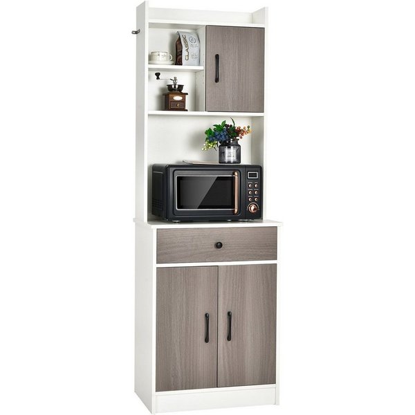 COSTWAY Küchenbuffet Hochschrank mit Schublade & verstellbare Ablagen, 180cm