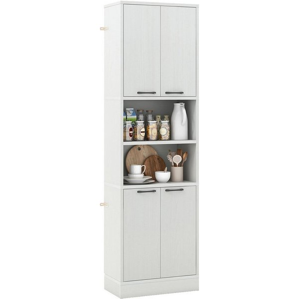 COSTWAY Küchenbuffet Hochschrank mit Türen, Regalen 56x30x190 cm