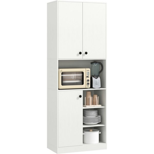 COSTWAY Küchenbuffet Küchenschrank mit Arbeitsplatte, Weiß 166cm