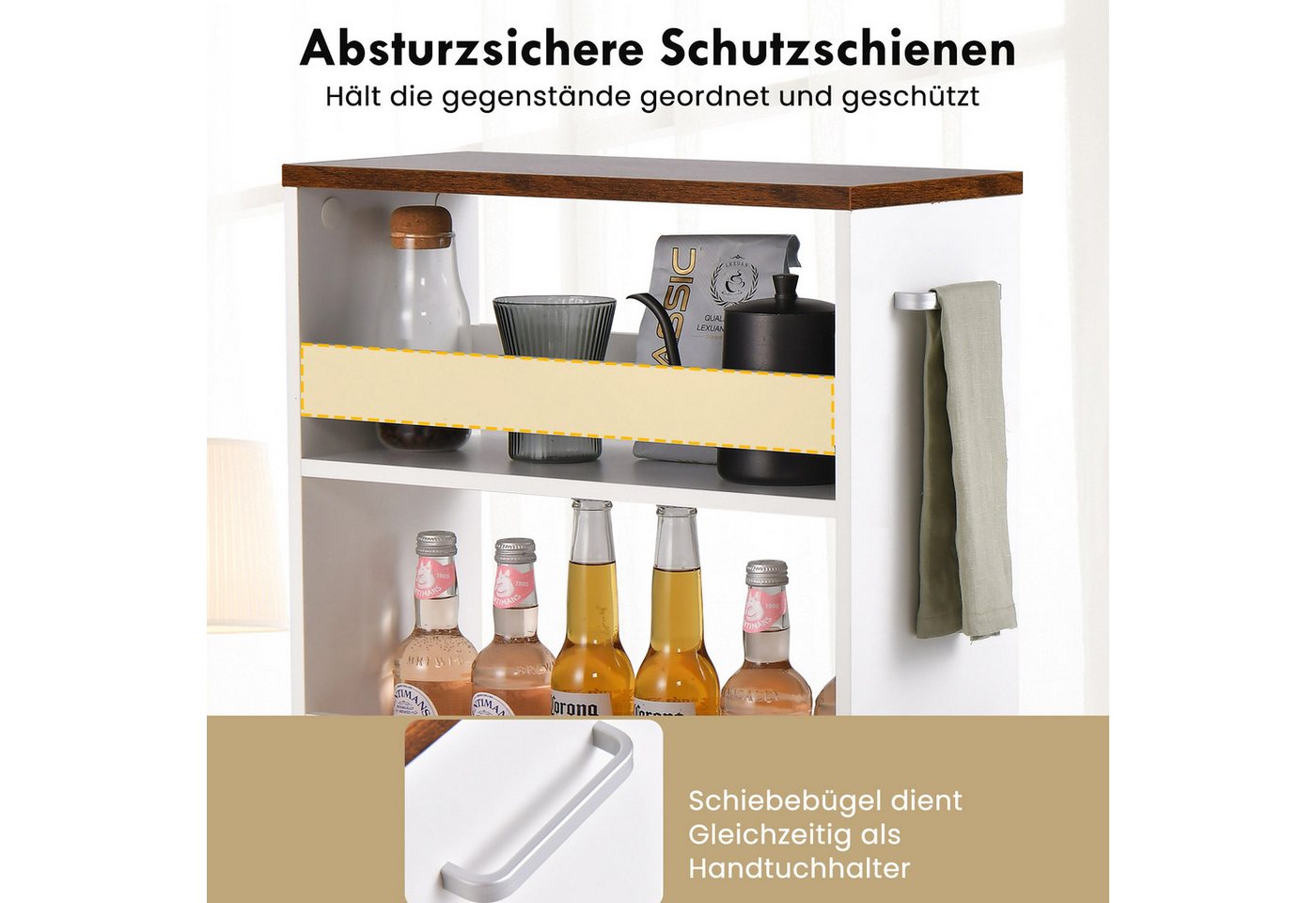 COSTWAY Küchenwagen schmal, Nischenwagen 4 Ebenen, auf Rollen, 47,5x20x80,5cm – Bild 5 von 5