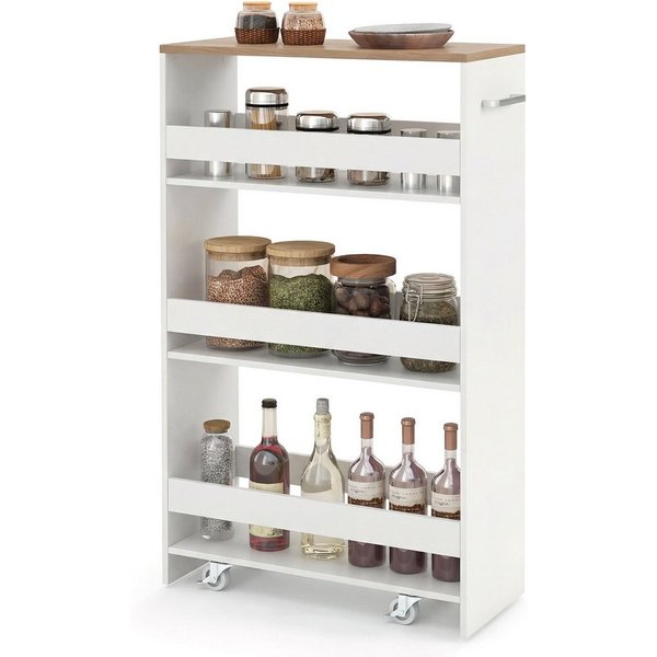 COSTWAY Küchenwagen schmal, Nischenwagen 4 Ebenen, auf Rollen, 47,5x20x80,5cm