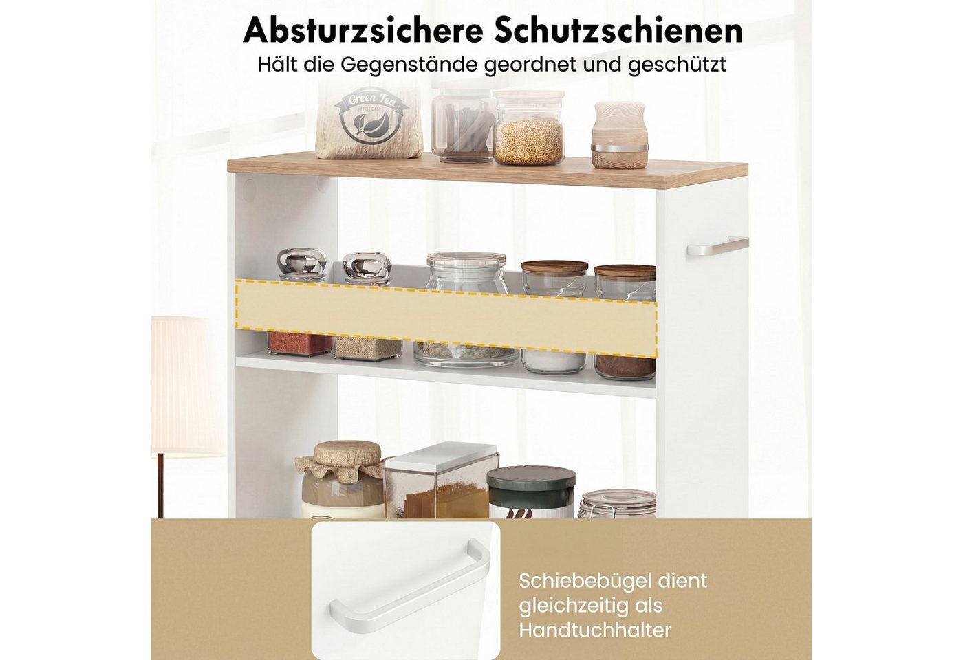 COSTWAY Küchenwagen schmal, Nischenwagen 4 Ebenen, auf Rollen, 47,5x20x80,5cm – Bild 4 von 5