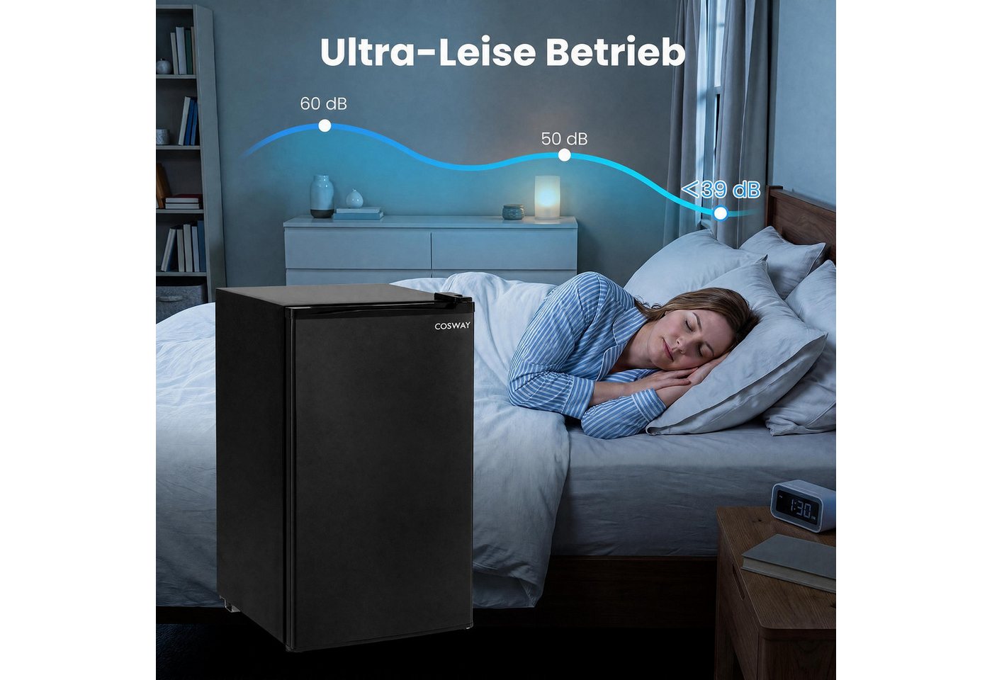 COSTWAY Kühlschrank FP11237DE/BC-98, 77.5 cm hoch, 44.5 cm breit, 98L, < 39dB – Bild 5 von 5