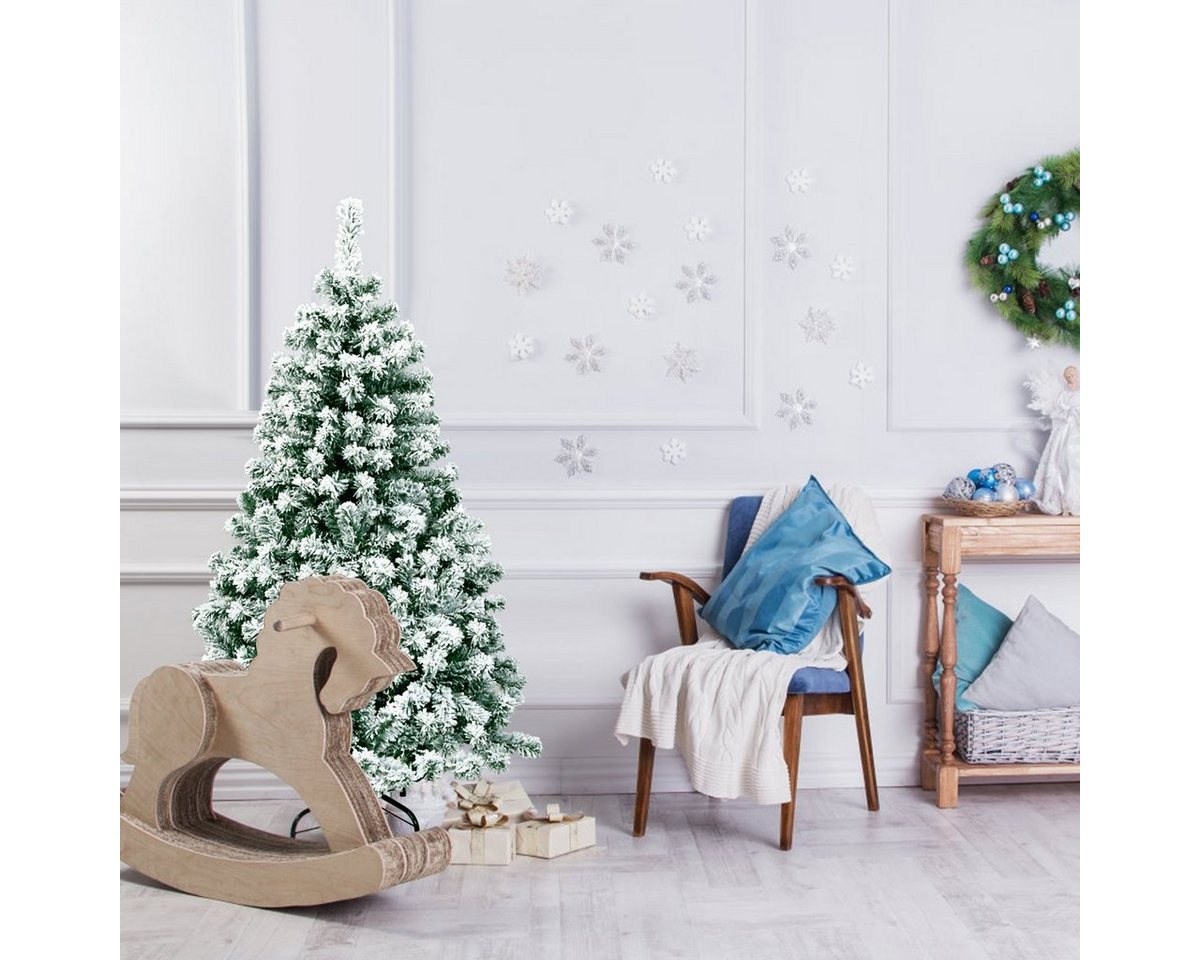 COSTWAY Künstlicher Weihnachtsbaum, 400 Zweigspitzen mit Schnee, 200 LEDs – Bild 5 von 5