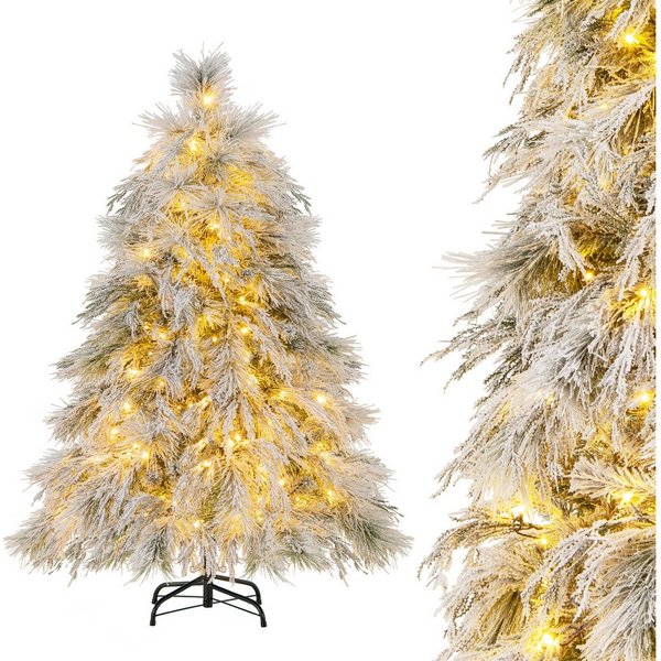 COSTWAY Künstlicher Weihnachtsbaum, 146cm mit 150 LEDs, 279 Spitzen & Ständer