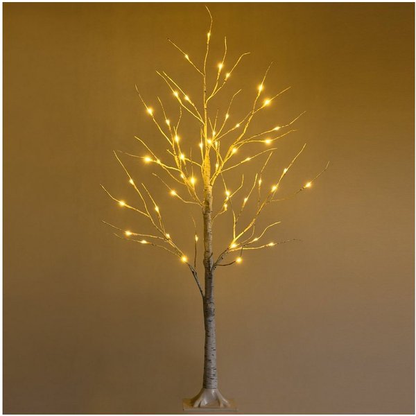 COSTWAY Künstlicher Weihnachtsbaum Birkenbaum LED Lichterbaum, 120 cm, mit 48 warmweißen LED-Leuchten