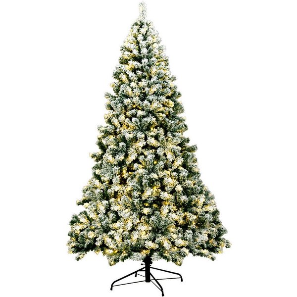 COSTWAY Künstlicher Weihnachtsbaum, 230cm, 1346 Spitzen mit Schnee, 550 LEDs