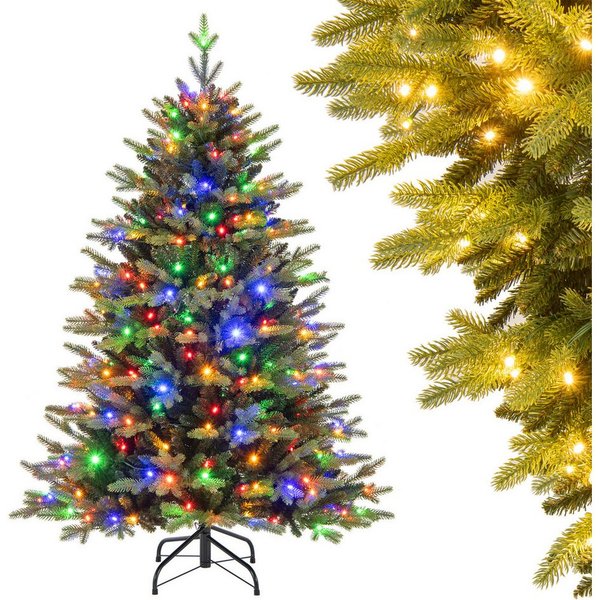 COSTWAY Künstlicher Weihnachtsbaum, 150cm, mehrfarbige LEDs, 11 Lichtmodi