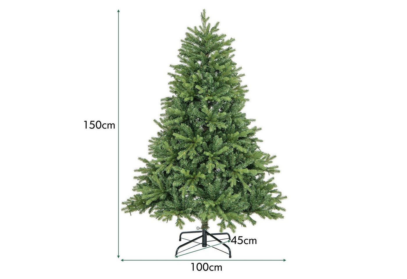 COSTWAY Künstlicher Weihnachtsbaum, 150cm, mehrfarbige LEDs, 11 Lichtmodi – Bild 3 von 5