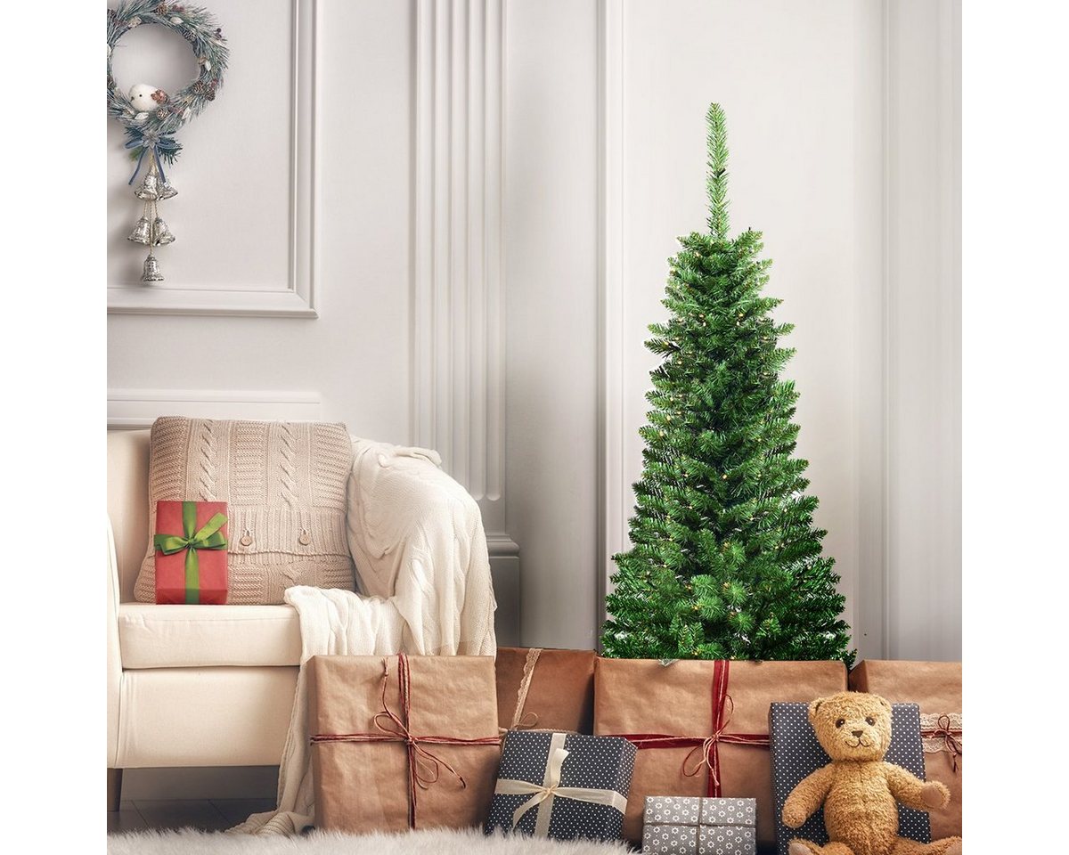 COSTWAY Künstlicher Weihnachtsbaum, mit 150 warmweißen LEDs, 226 PVC Spitzen – Bild 2 von 5