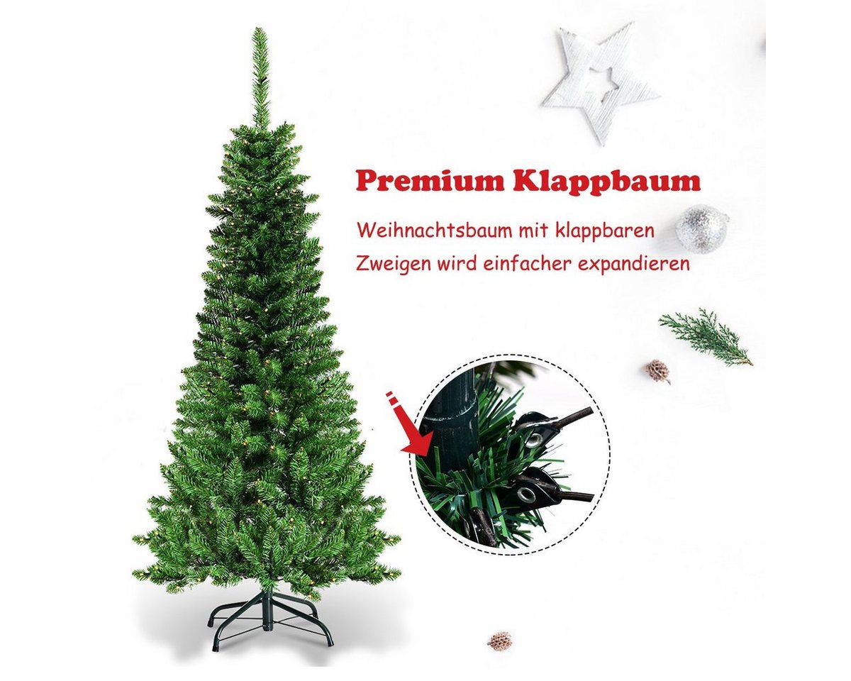 COSTWAY Künstlicher Weihnachtsbaum, mit 150 warmweißen LEDs, 226 PVC Spitzen – Bild 4 von 5